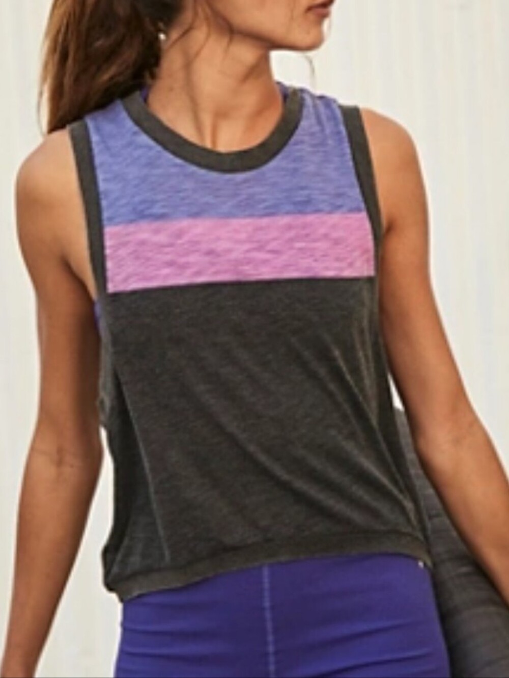 Free People Charcoal Tank with Purple and Pink Panels